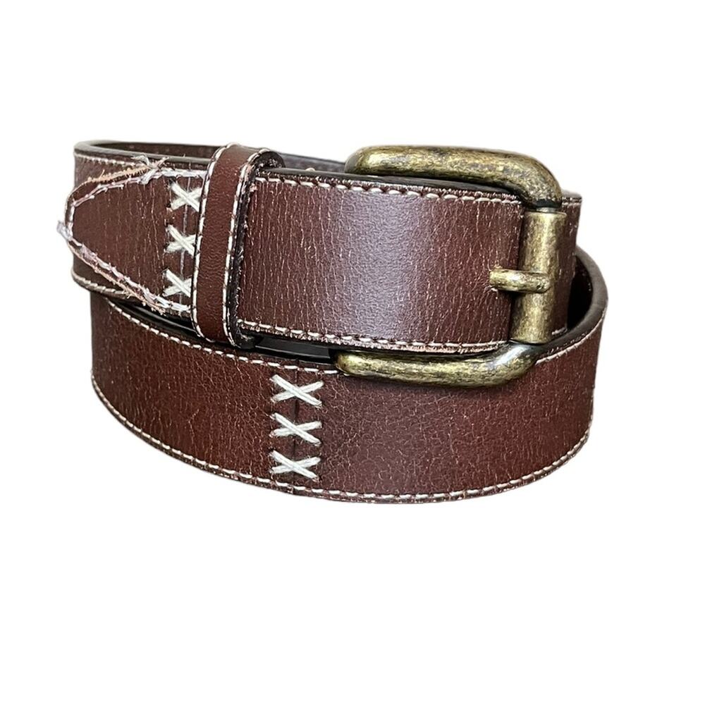 Genuine Leather Western Style Belt Gold Buckle Kids Xtra Large (Or Womens Small)